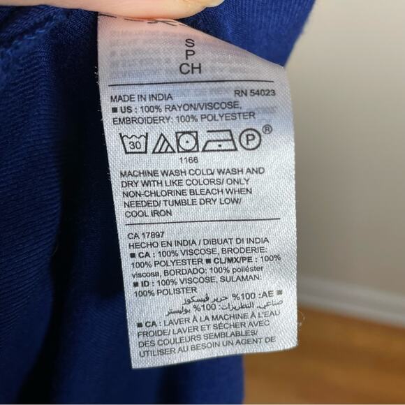 OLD NAVY | Navy Blue/Orange Scandinavian Folk Embroidered Tunic Dress Size Small - Picture 6 of 6